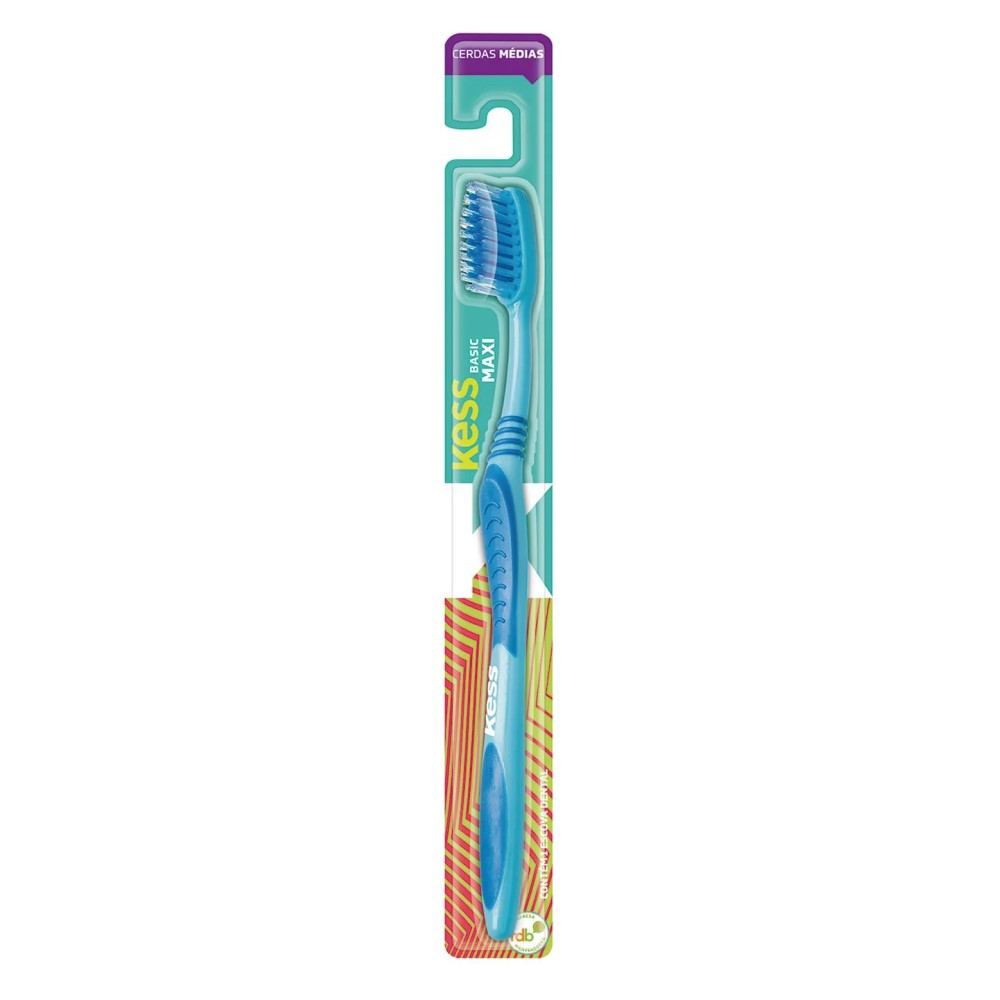 Escova Dental Kess Belliz Média Maxi Com Raspador de Lingua Ref. 2572