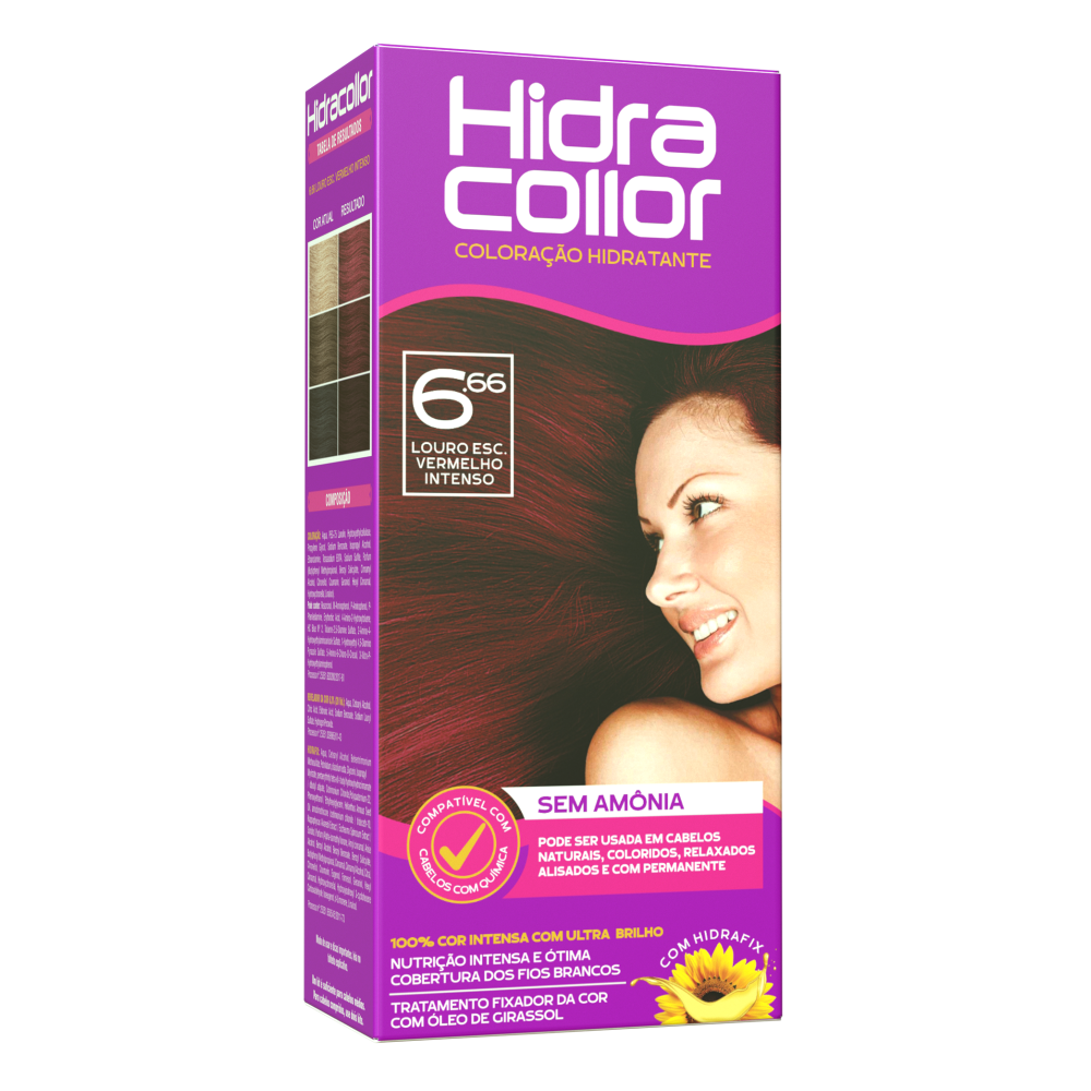 Coloração Hidracollor Louro Escuro Vermelho Intenso 6.66