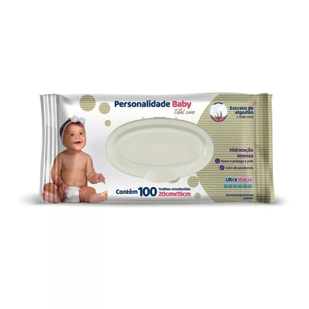 Toalha Umedecida Personalidade Baby Total Care Com 100 Unidades