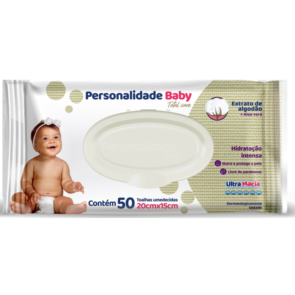 Toalha Umedecida Personalidade Baby Total Care Com 50 Unidades