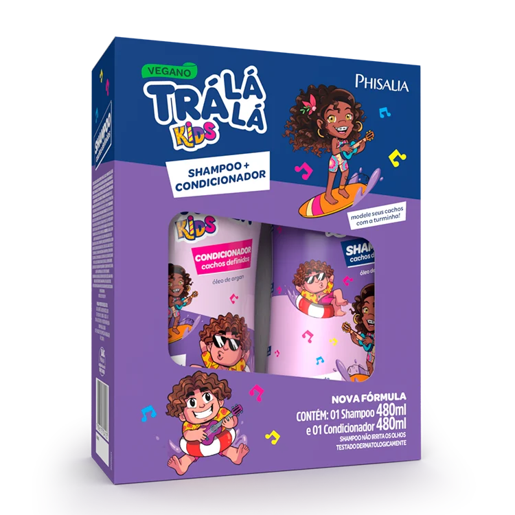 Kit Kids Tra Lá Lá Shampoo 480ml + Condicionador 480ml Cachos Definidos