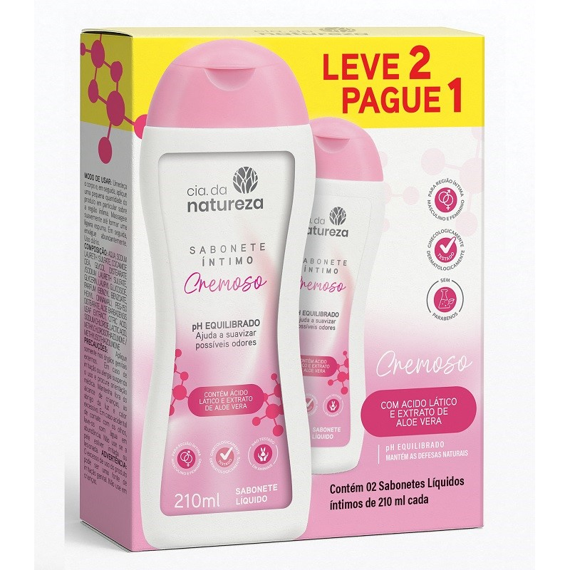 Sabonete Íntimo Cia Da Natureza Creme 210ml Leve 2 Pague 1