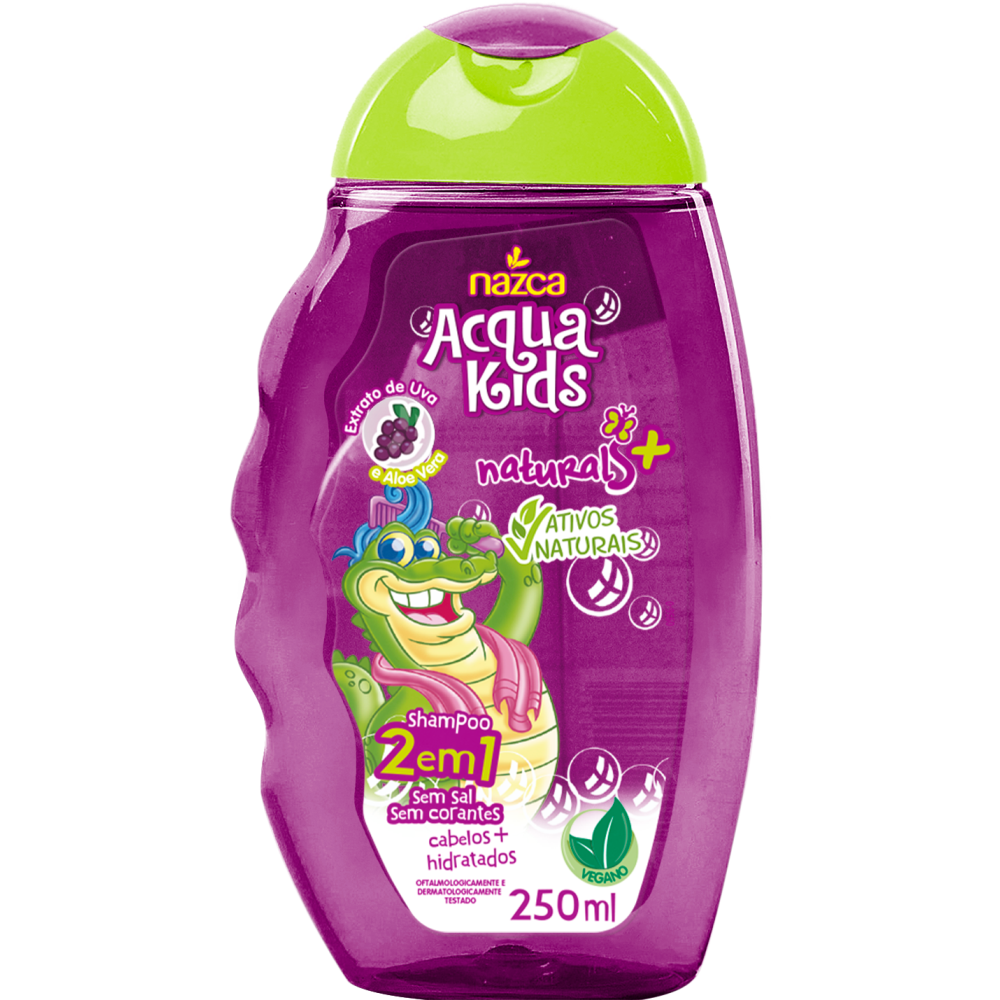 Shampoo Acqua Kids 2 Em 1 Uva E Aloe Vera 250ml