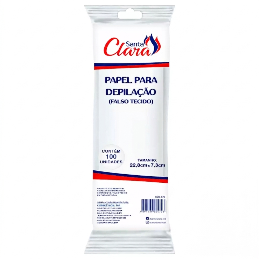 Papel de Depilação Santa Clara Falso Tecido Com 100 Unidades Ref. 250