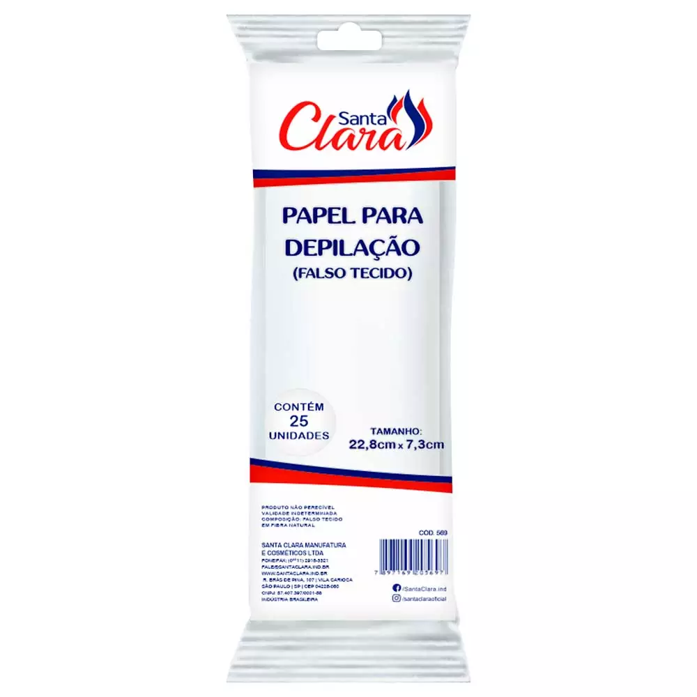 Papel de Depilação Santa Clara Falso Tecido Com 25 Unidades Ref. 569