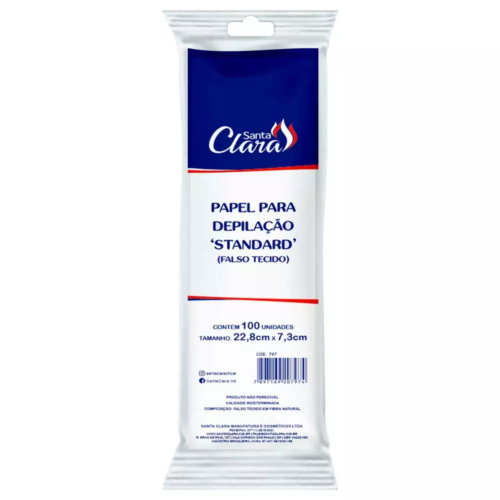Papel Para Depilação Santa Clara Standard Falso Tecido 100 Unidades Ref. 797