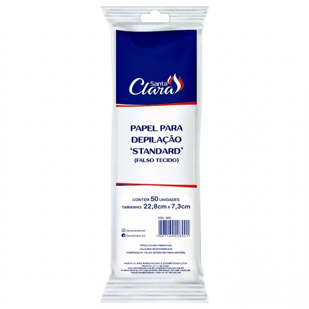 Papel Para Depilação Santa Clara Standard Falso Tecido 50 Unidades Ref. 798