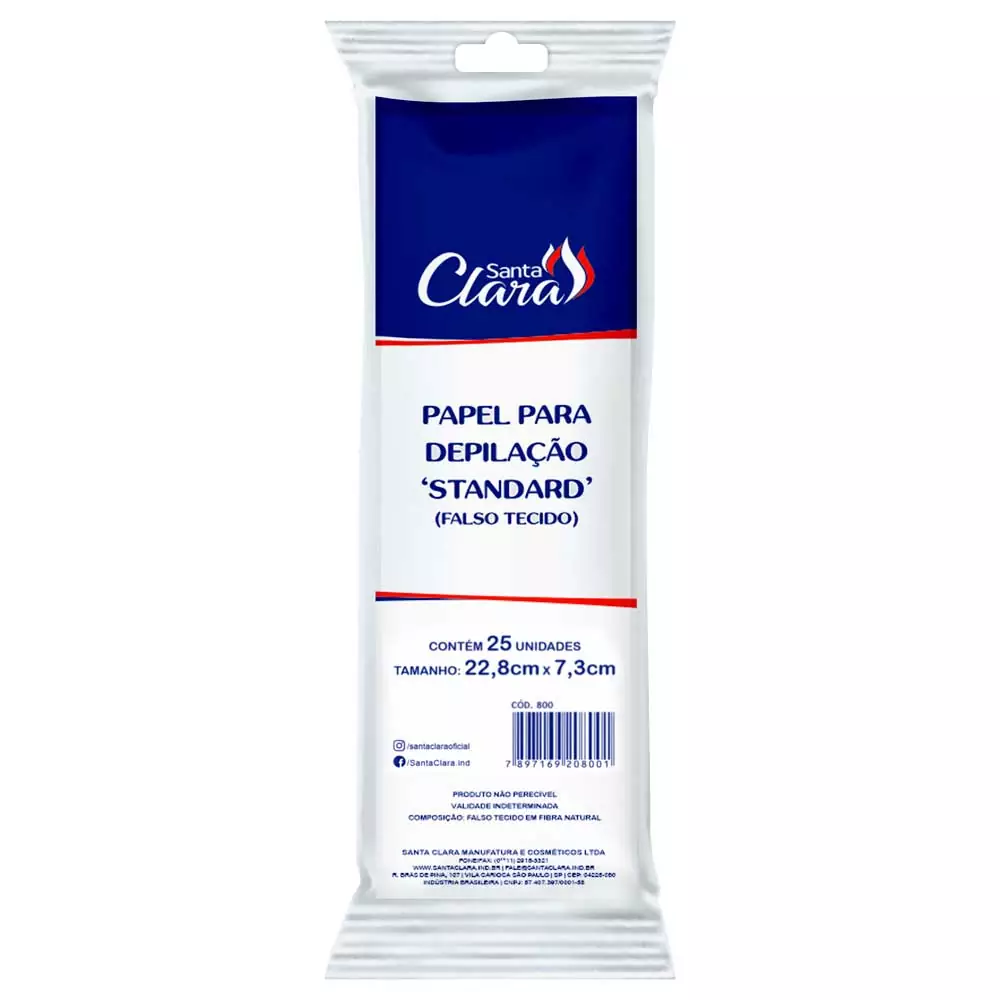Papel Para Depilação Santa Clara Standard Falso Tecido 25 Unidades Ref. 800