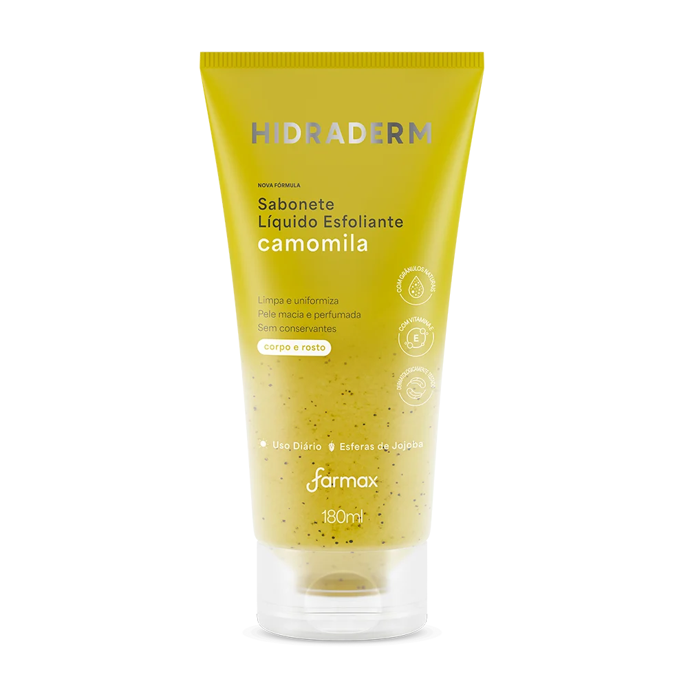 Sabonete Líquido Esfoliante Farmax Hidraderm Camomila 180ml