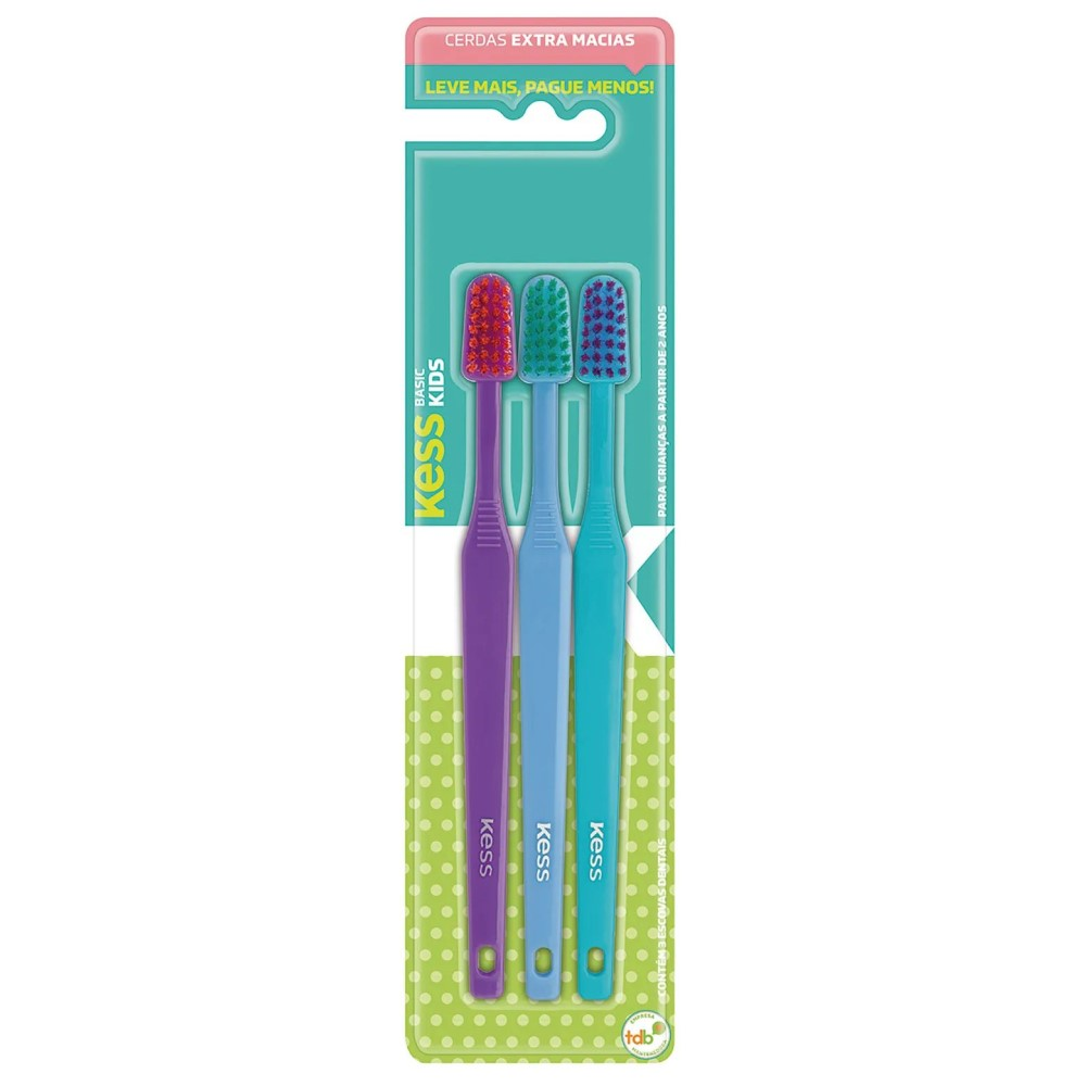 Escova Dental Kess Belliz Extra Macia Com 4 Unidades Combo Kids Basic Ref. 2581