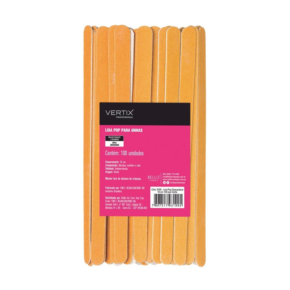 Lixa de Unha Vertix Belliz Com 100 Unidades 17cm Pop Ref. 3199