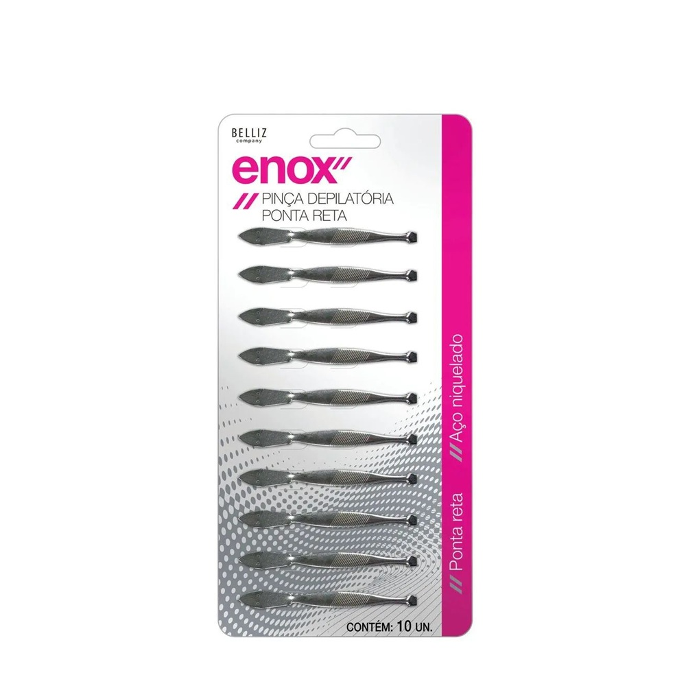 Pinça Enox Belliz Com 10 Unidades Ponta Reta Ref. 746