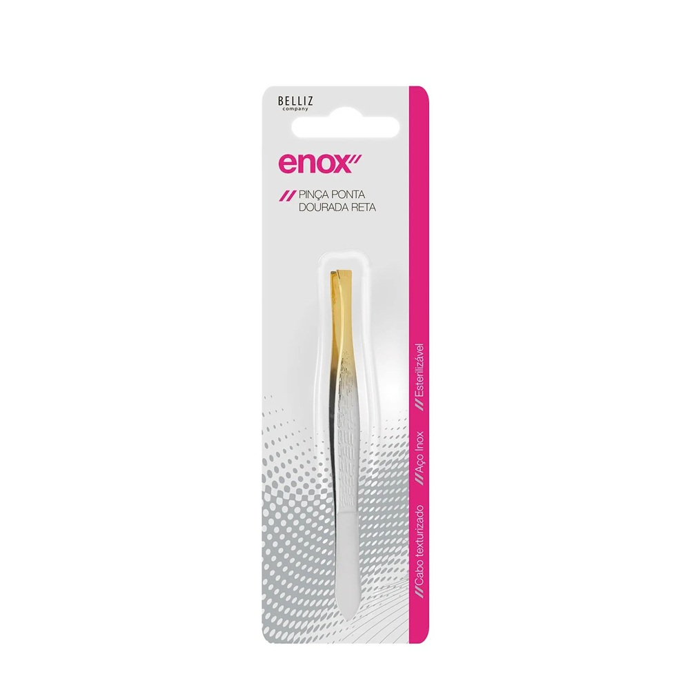 Pinça Enox Belliz Ponta Reta Dourada Ref. 700