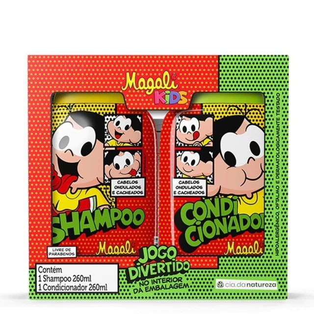 Kit Shampoo 260ml + Condicionador 260ml Cia Da Natureza Turma Da Mônica Kids Magali Ondulados E Cacheados