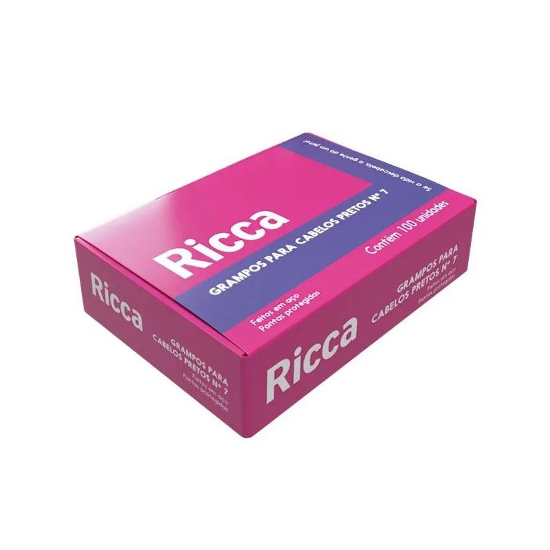 Grampo Capilar Ricca Belliz Com 100 Unidades N7 Preto Ref. 3109