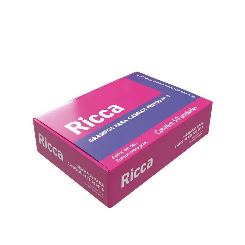 Grampo Capilar Ricca Belliz Com 100 Unidades N5 Preto Ref. 3107