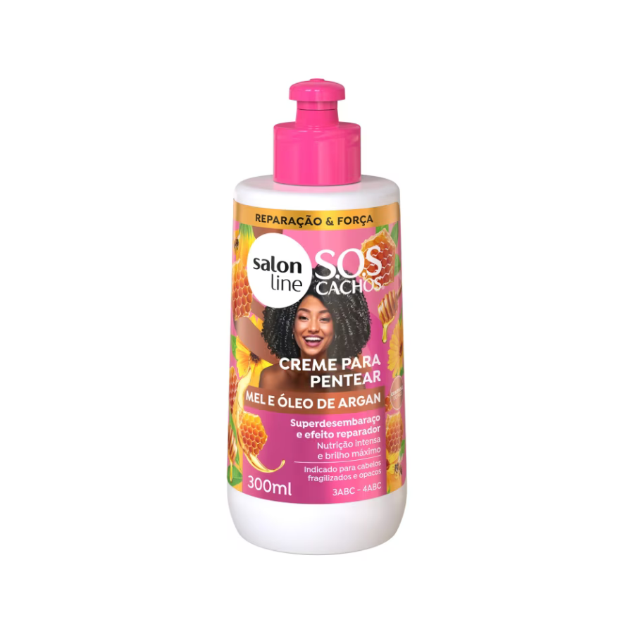 Creme Para Pentear Salon Line S.O.S Cachos Mel E Óleo De Argan Restauração Extrema 300G