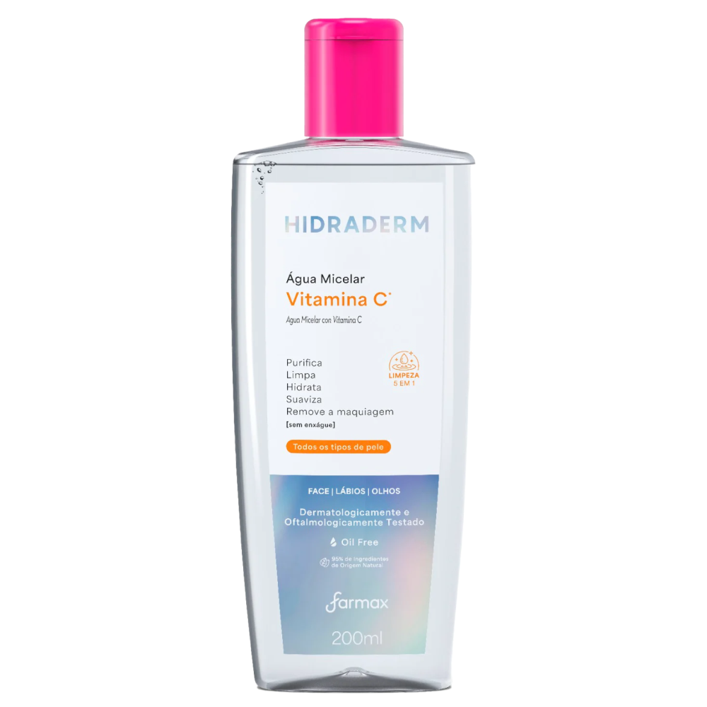 Água Micelar Farmax Hidraderm Vitamina C 200ml